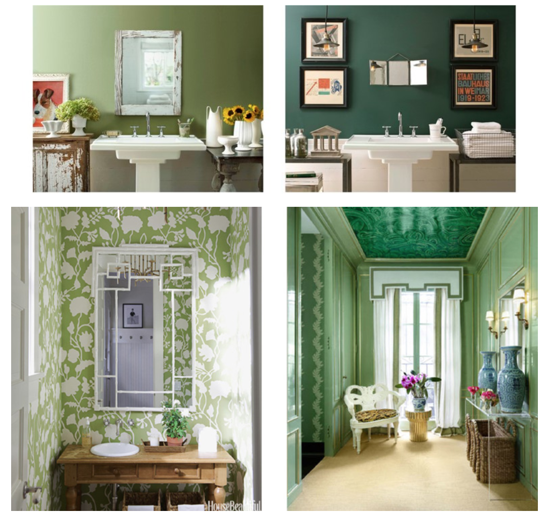 Bathroom décor & design ideas – Benjamin Moore Caribbean teal & meadow green